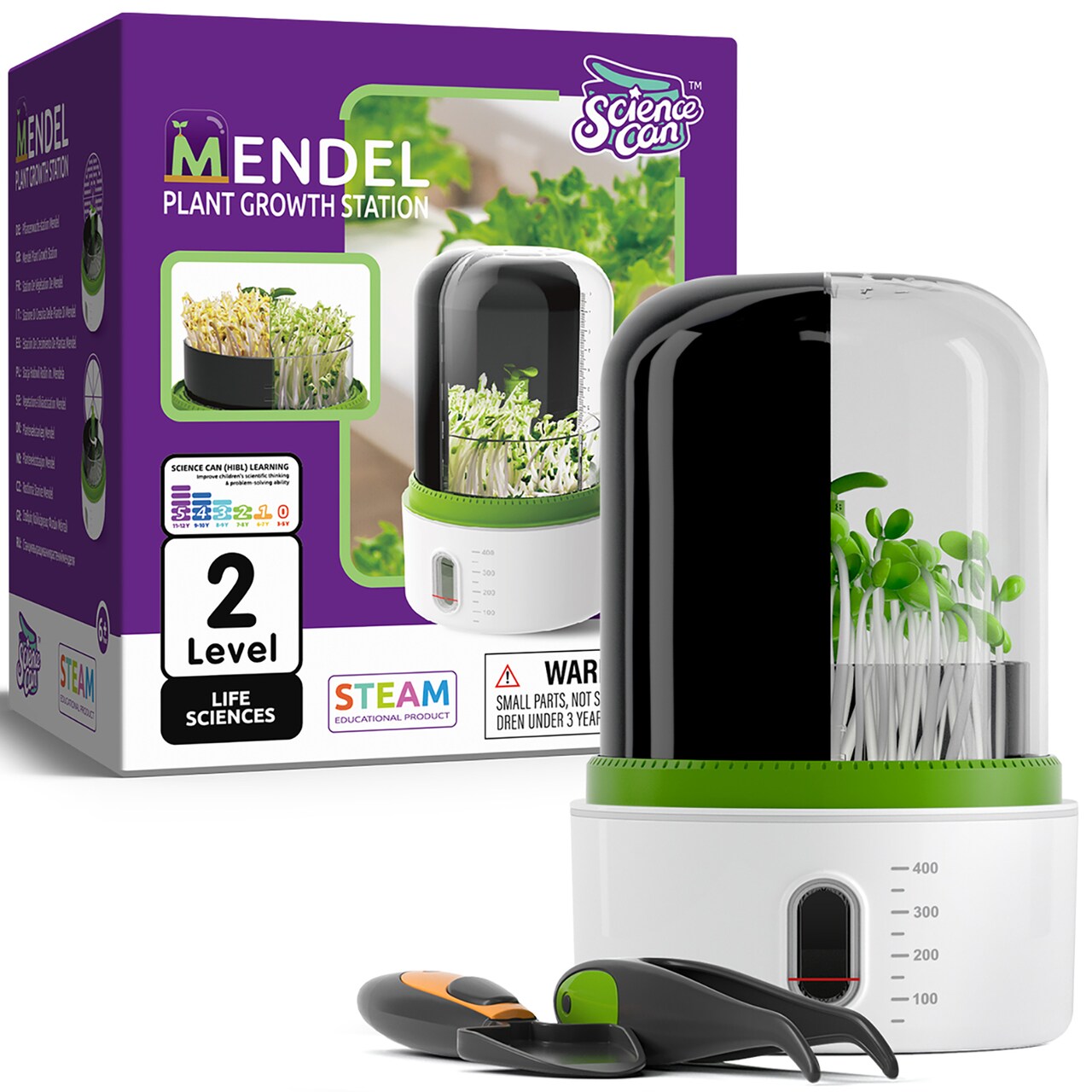 Hape: Science Can: Mendel Plant Growth Station - Life Sciences, Cultivation Modes, Measurement Tool, Protective Cover, Play & Learn Toy, Kids Ages 6+
